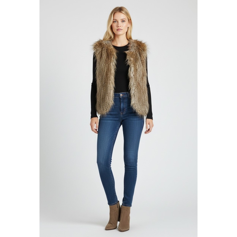 Twelfth Street Faux Fur Vest Boho Luxe Aspen Chic Mob Wife Western Glam Medium